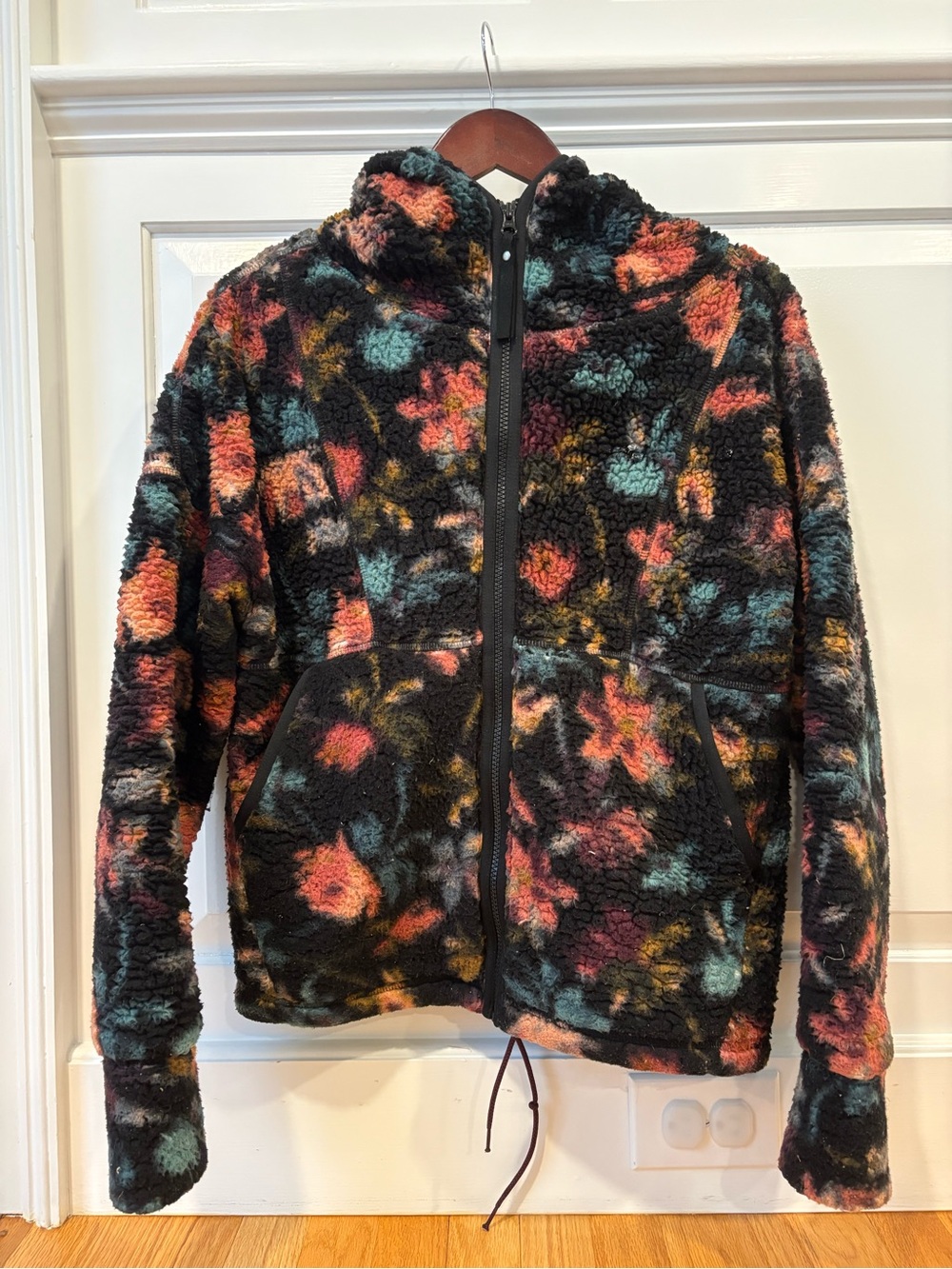PrAna Women’s Floral Teddy Jacket - Black with Multicolor Flowers